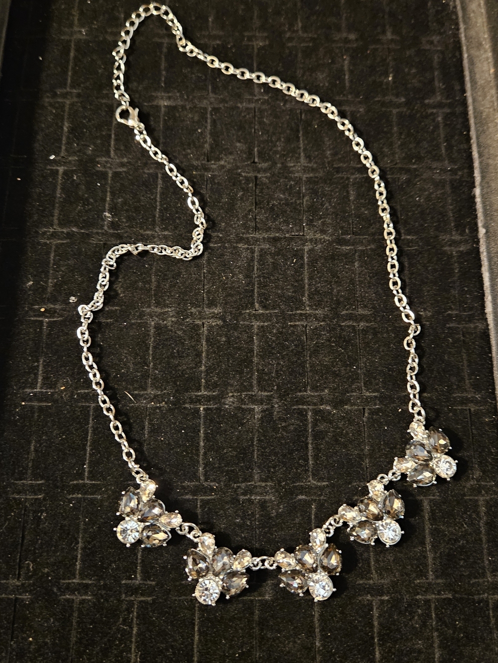 Silver Crystal Cluster Necklace - Women Jewelry
